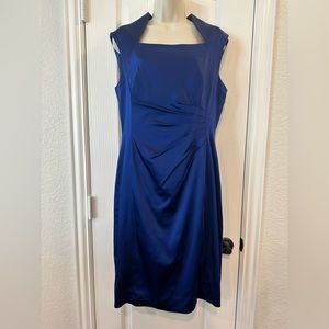 NWT Tahari Arthur Levine Dress Satin Royal Blue Size 10